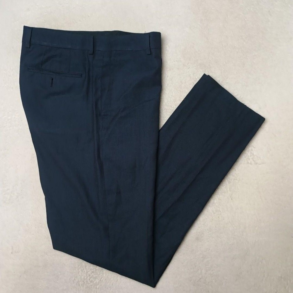 Bonobos Pants Men 32x34 Blue Marzotto Slim Dress Tweed Wool Stretch Business